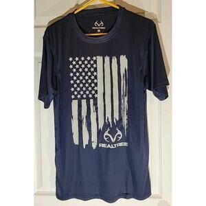 Realtree Outdoors Flag Graphic T-Shirt Men's Medium Wicking Cabincore